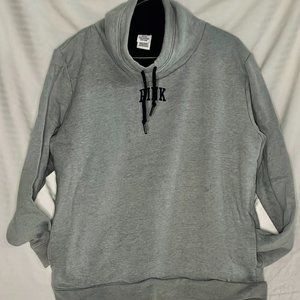Victoria's Secret: Pink Grey Fleece Lined Pullover Sweater  Size Medium
